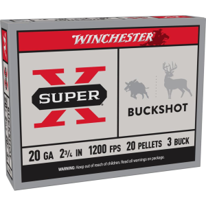 Winchester Super-X Buckshot Shotshells 20 ga 2-3/4" 1200 fps #3B 5/ct