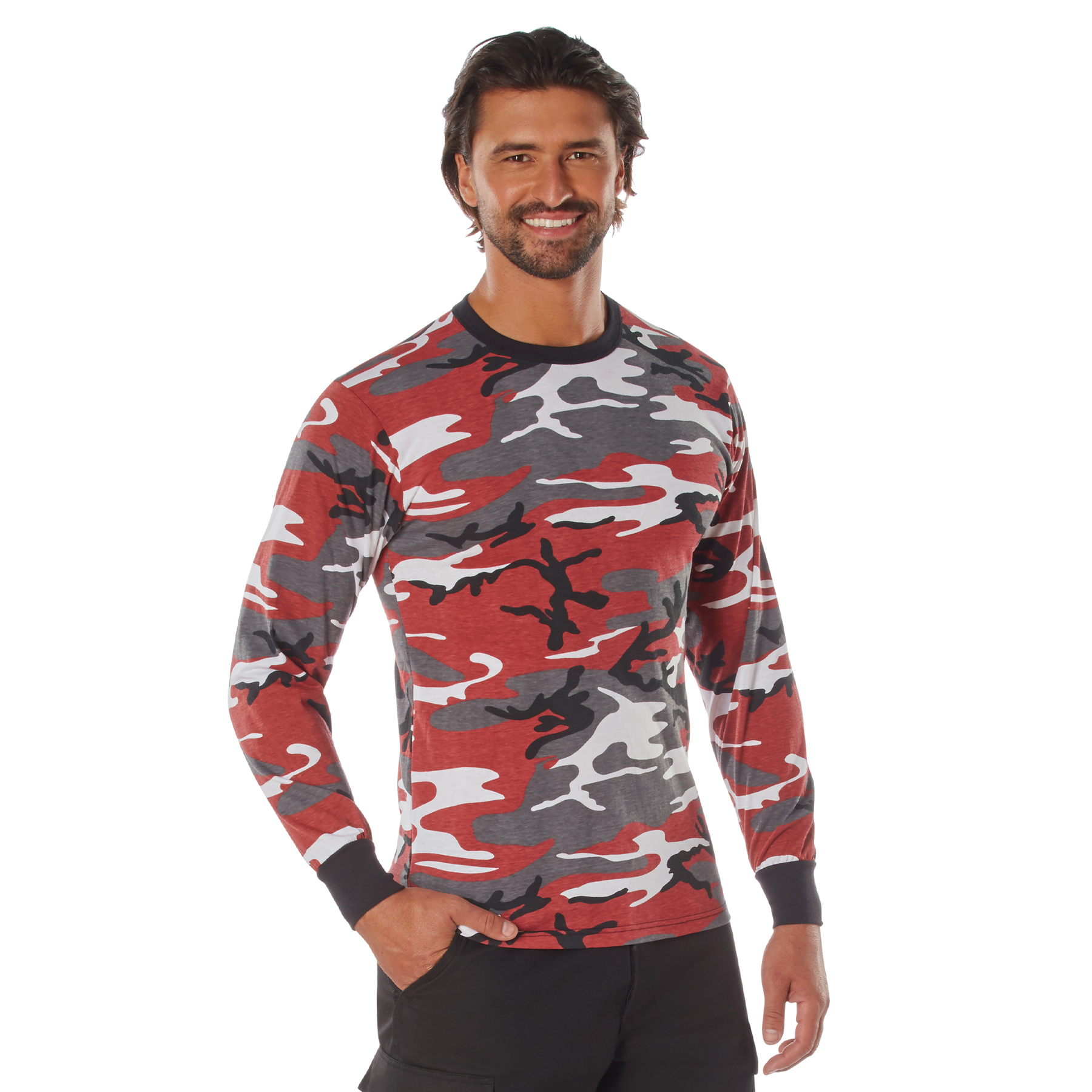 Rothco Long Sleeve Color Camo T-Shirt - Red Camo, Large