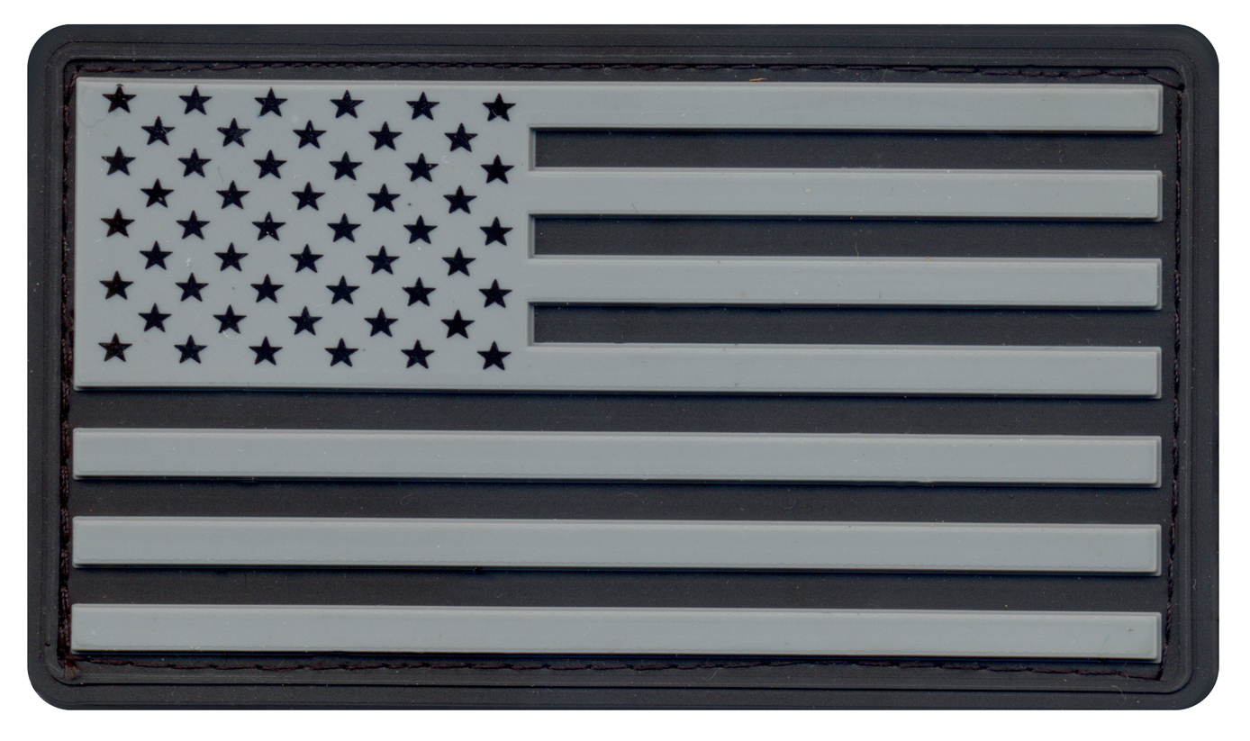Rothco Pvc Us Flag Patch With Hook Back - Black - Silver, Packaging Bulk Packaging