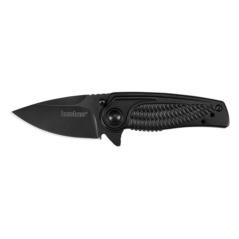 Kershaw Spoke 2" Plain Drop Point Assisted Folding Knife, Black - 1313BLK