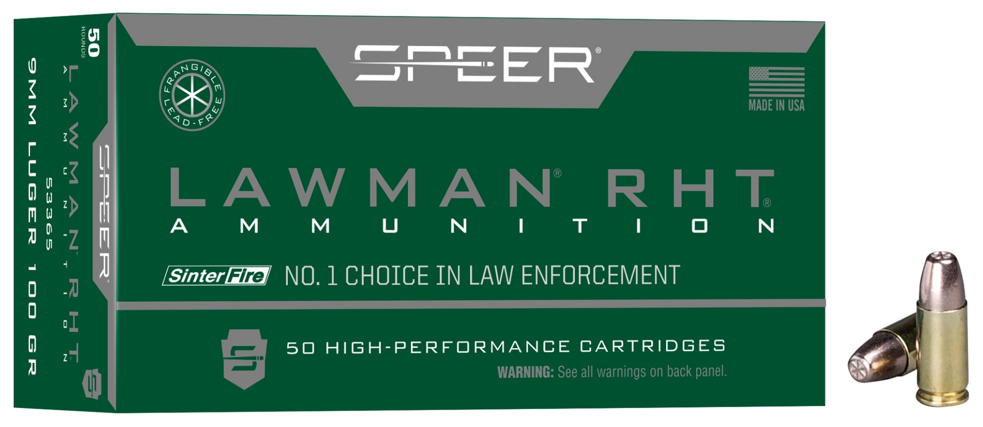 Speer Lawman 9mm Ammo 100 Gr TMJ Frangible  - 53365