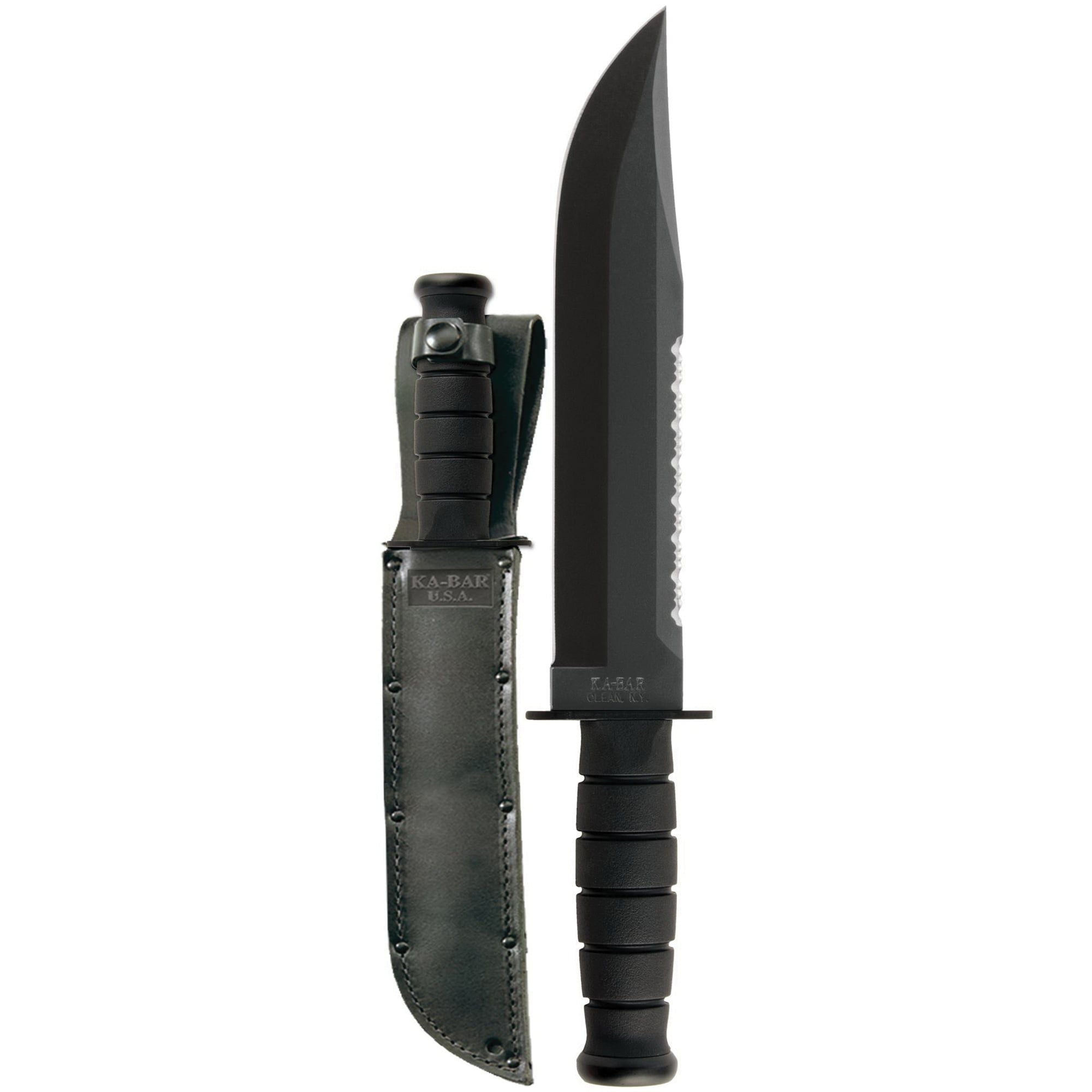 KA-BAR Big Brother Clip Point Fixed Blade Knife, 9.375", Black - 2211