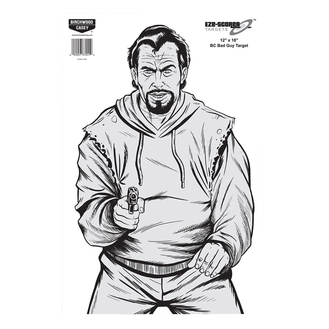 Birchwood Casey EZE-Scorer Bad Guy Target, Gray/White, 100 Pack - 37011