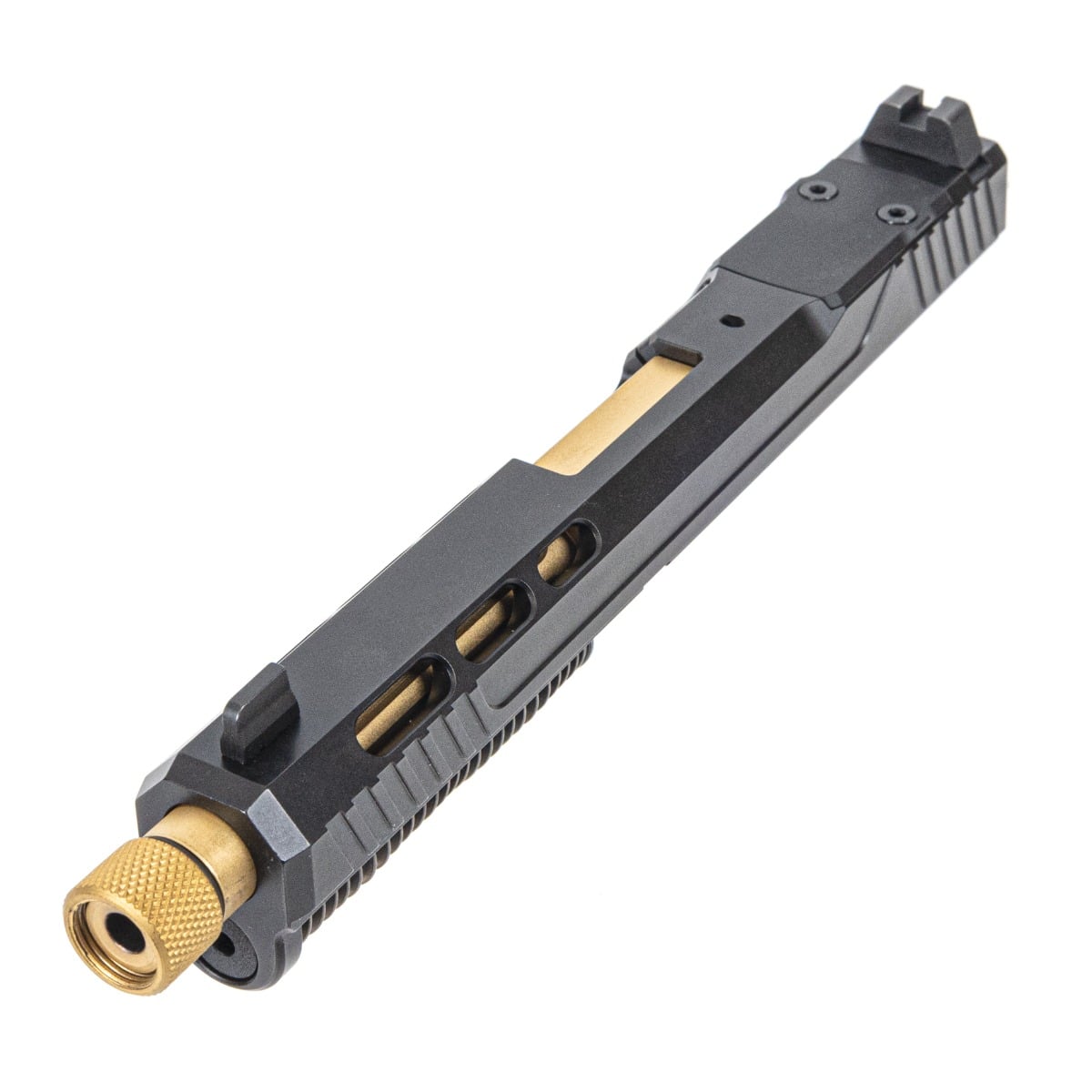 PSA 5.7 Rock RK1 Complete Optics Ready Slide With Gold Threaded Barrel, Black