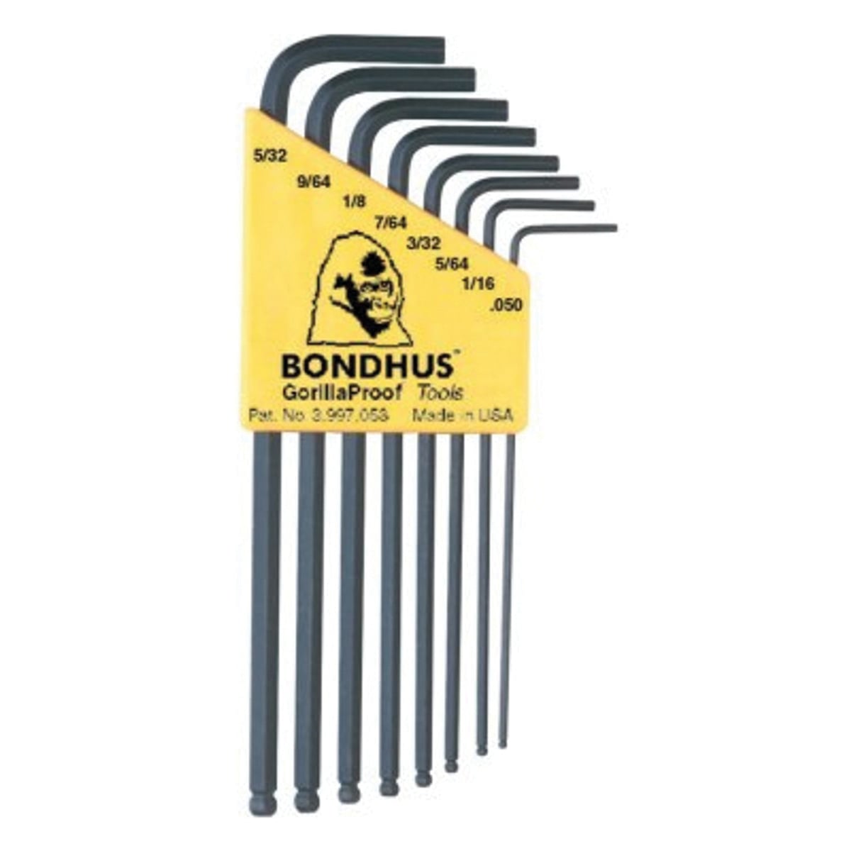 Bondhus BLX8 8-Piece Long Length Ball End L-Wrench Set, Black