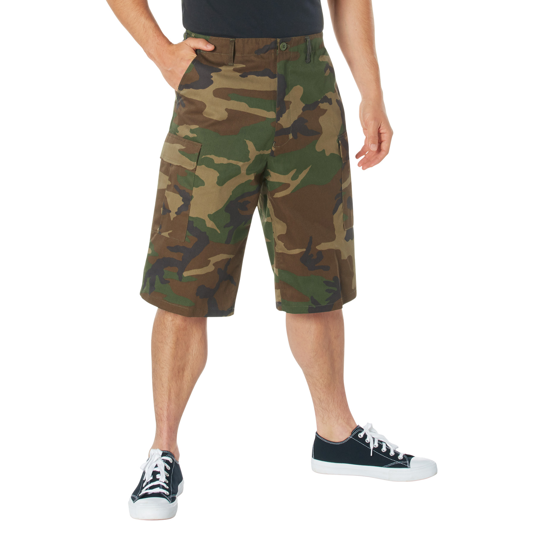 Rothco Long Length Camo Bdu Shorts - Woodland Camo, Medium