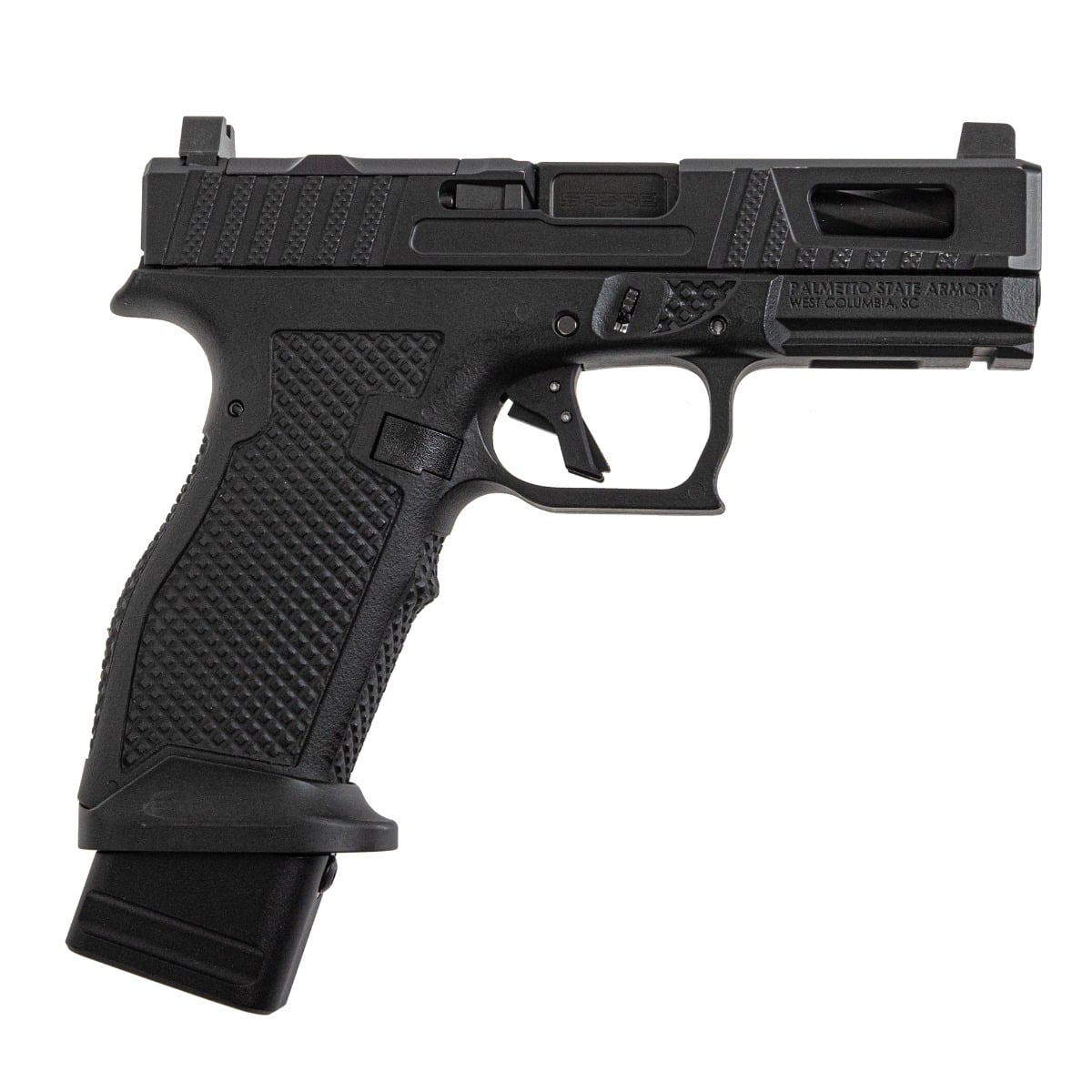 PSA Sabre Dagger Full Size - S 9mm Pistol, Spiral Fluted Barrel, W/Mag Extensions, Black