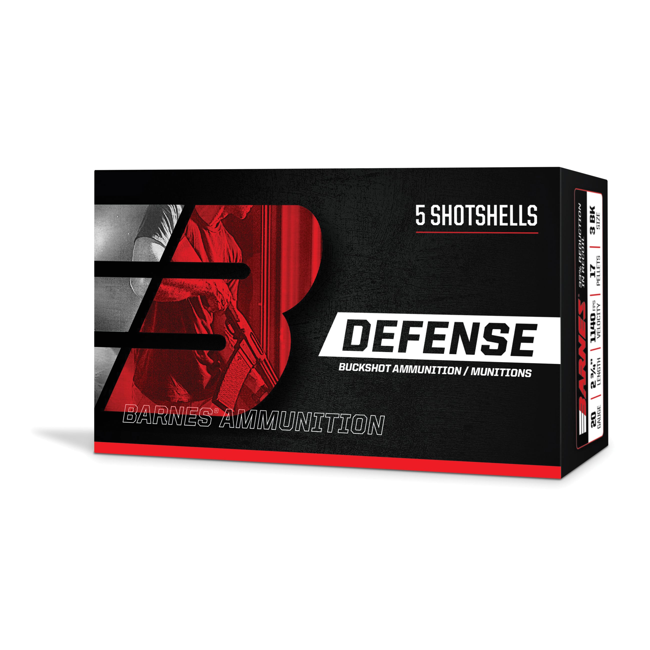 Barnes Bullets Defense 20 Gauge 2.75" 3 Buck 17 Pellets - 5rds - 32013