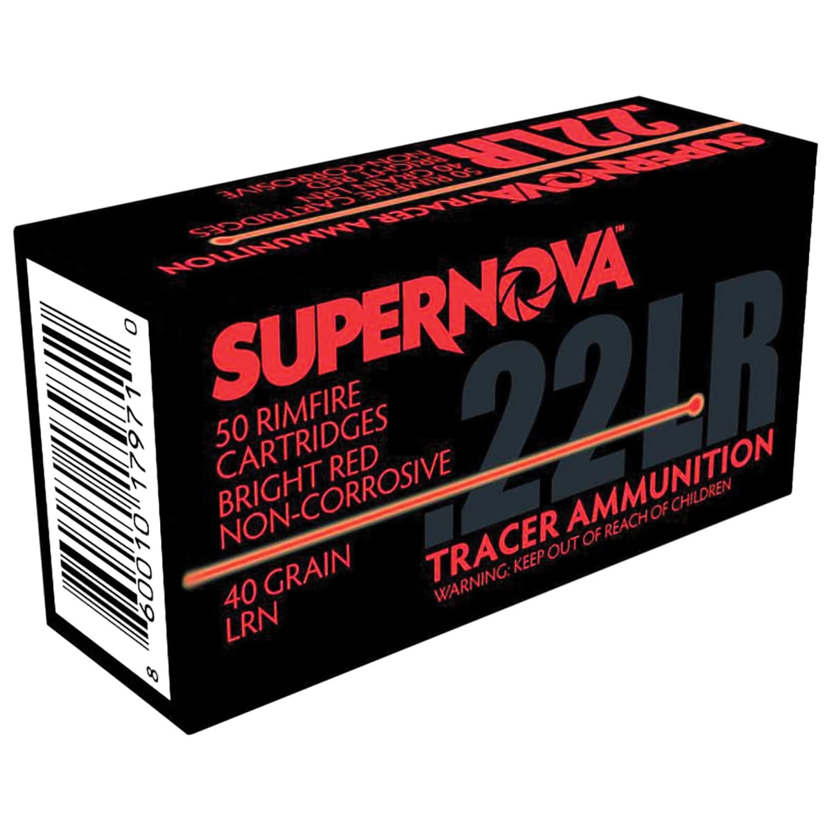 Supernova PMSN22LRR Red Tracer Non-Corrosive 22 LR 40 gr Lead Round Nose 50 Per Box/ 100 Cs - No Credit Card Fees - Low, flat rate shipping