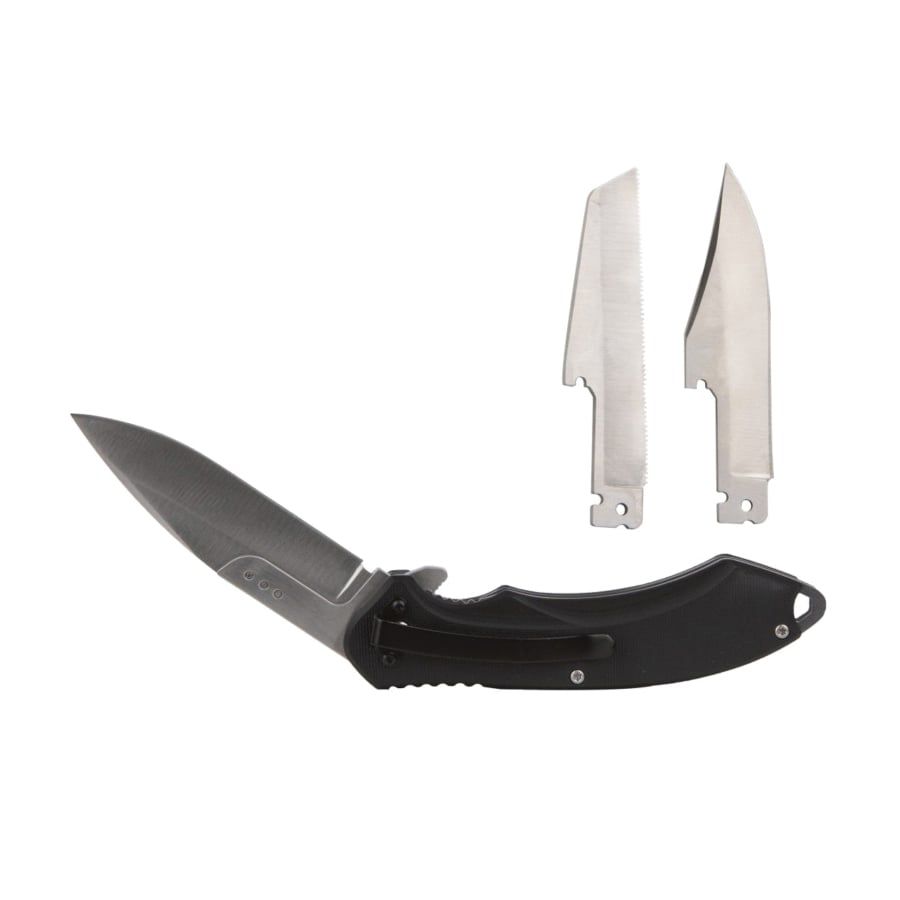 American Buffalo Knife & Tool AB Elite Switch Folder Folding Knife Clip Point/Drop Point/Saw, Black