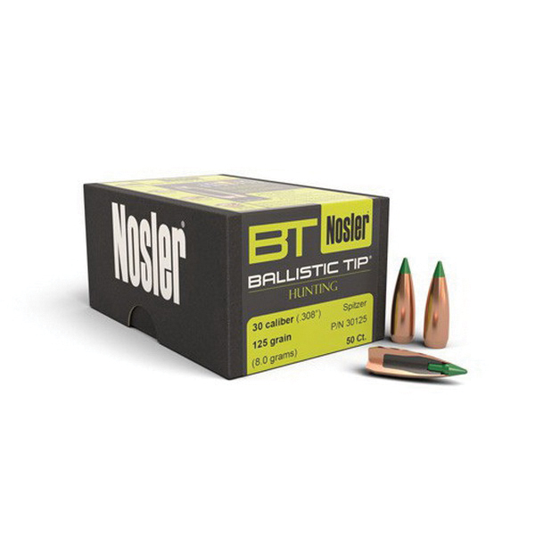 Nosler Ballistic Tip Hunting .30 125 gr SBT Rifle Bullet, 50/box - 30125