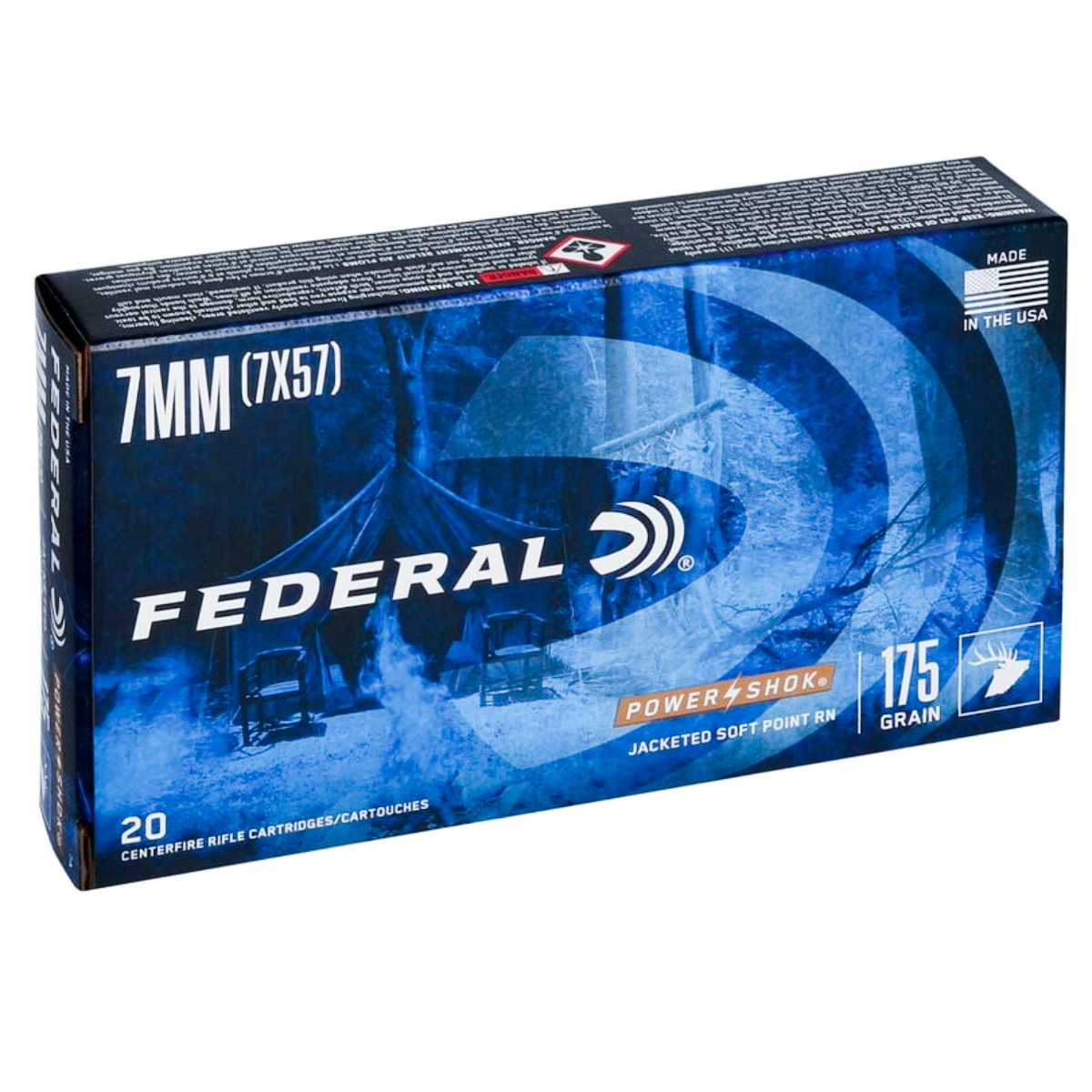 Federal Power-Shok Rifle Ammo 7mm Mauser 175 gr. Jacketed Soft Point 20 rd. - No Credit Card Fees - Low, flat rate shipping