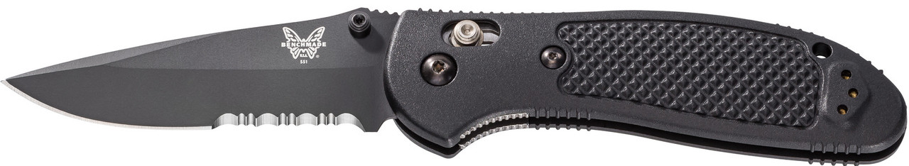 Benchmade Griptillian Folding Drop Point Knife Serrated, Black - 551SBK-S30V