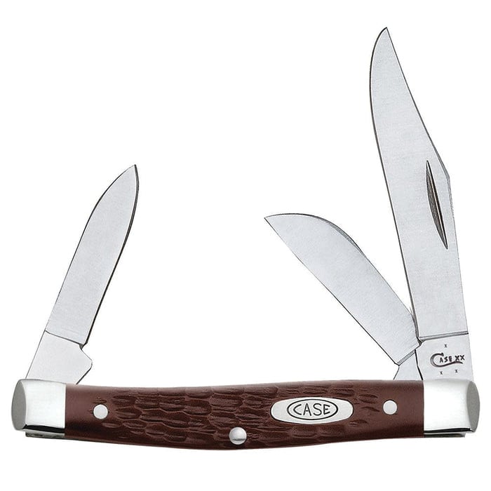 Case Stockman Medium Folding Knife Clip Point/Sheepsfoot/Pen, Brown - 00106