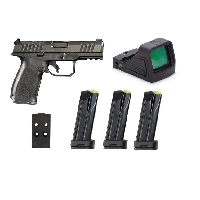 Rost Martin RM1C Handgun Bundle 9mm Luger 15rd (1) 17rd (3) Magazines 4" Barrel Black Viridian Red Dot Pistol Case