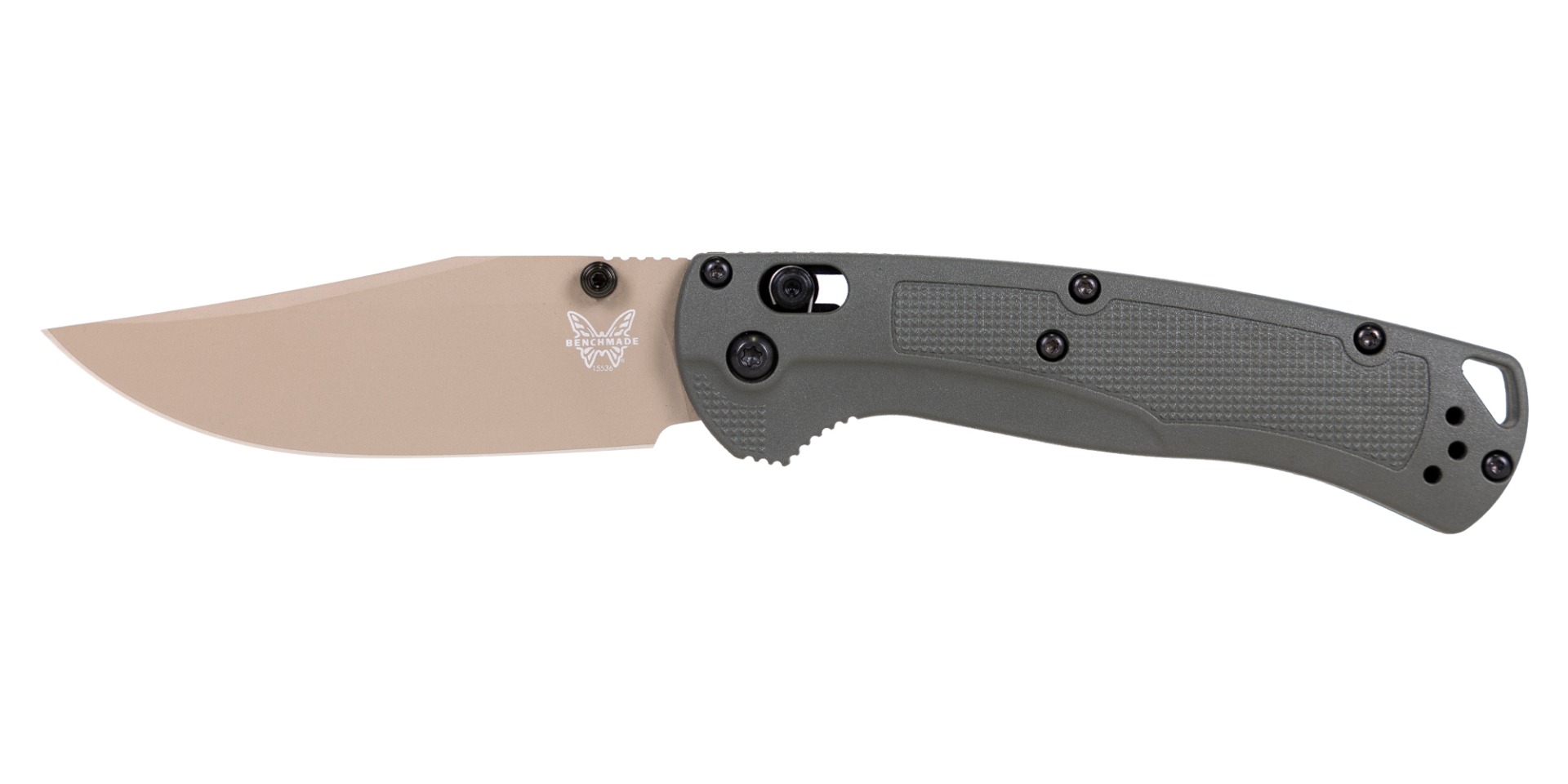 Benchmade Taggedout Clip Point Folding Knife, Deep Olive - 15536TN-02