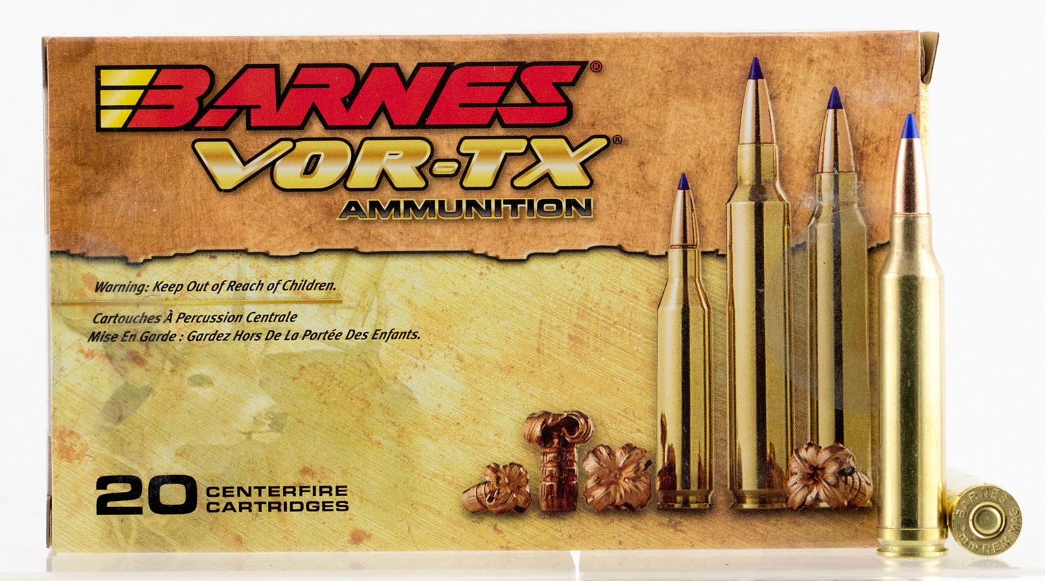 Barnes Bullets VOR-TX 150 gr Tipped TSX Boat Tail 7mm Rem Mag Ammo, 20/box - 21563