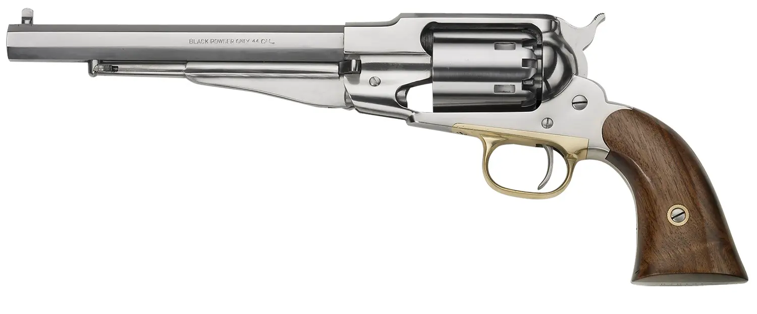 Pietta PF58SS448 1858 Remington Army 44 Cal 8" 6rd Stainless Steel Frame, Cylinder Octagon Barrel, Walnut Grip, Brass Trigger Guard