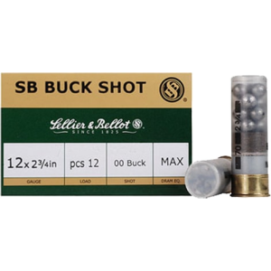 Sellier & Bellot SB12BSG Shotgun 12GA 2.75\" Lead 9 Pellets 00 Buck - 25sh Box