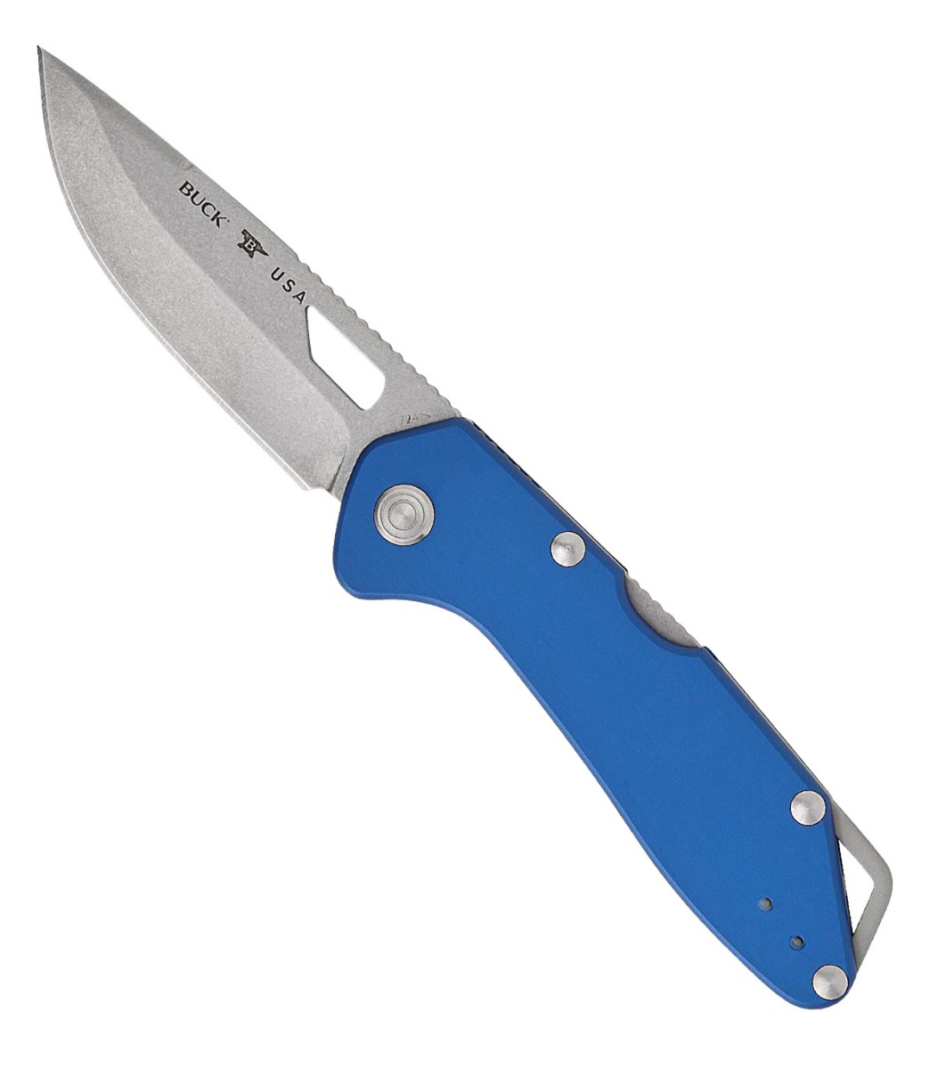 Buck Mustang Drop Point Folding Knife, Blue - 0724BLS-B