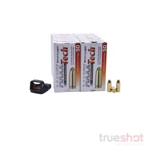 BUNDLE DEAL: Black EOTech ELFX Mini Pistol Red Dot Sight and 500 Rounds of Ammo - Maxxtech 9mm 115 Grain