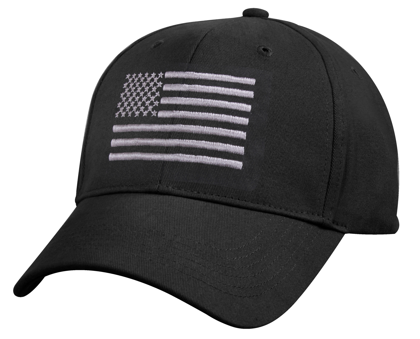 Rothco U.S. Flag Low Profile Cap - Black - Silver