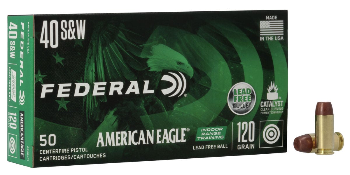 Federal American Eagle IRT 120 gr Lead Free Ball 40 S&W Ammunition, 50 Rounds - AE40LF1