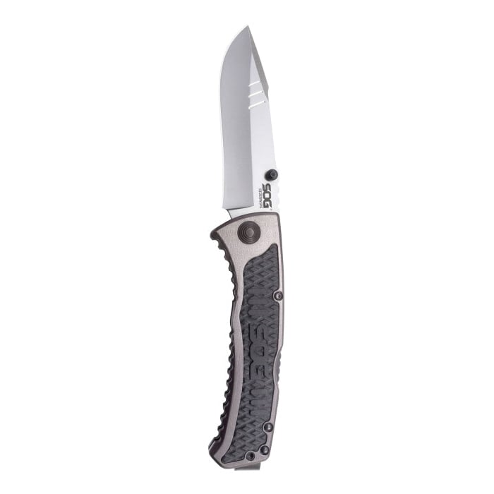 SOG Knives Sideswipe Folding Knife Clip Point, Gray Anodized - SOGSW1011-CP