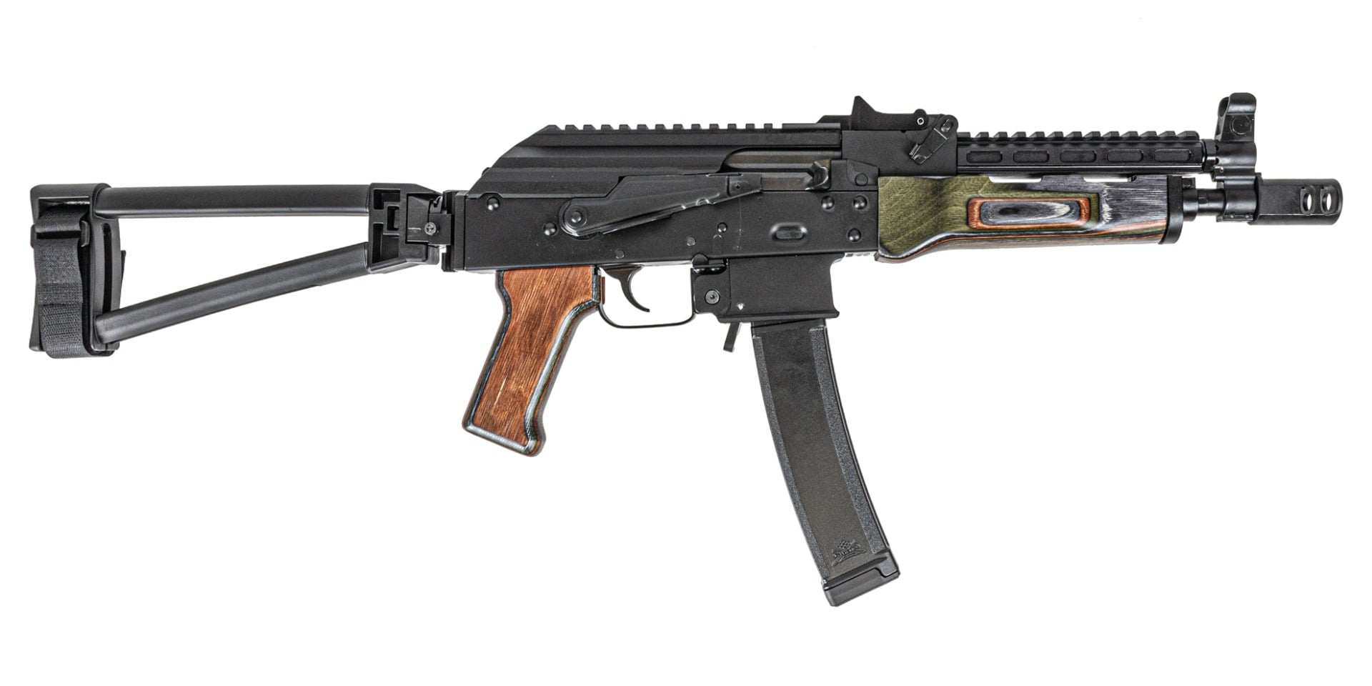 PSA AK-V 9mm Voodoo Triangle Folding Pistol, Black With SA Railed Gas Tube