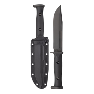 KA-BAR Slabby Fixed Blade Knife 6-9/10? 1095 Cro-Van Nylon Handle Black
