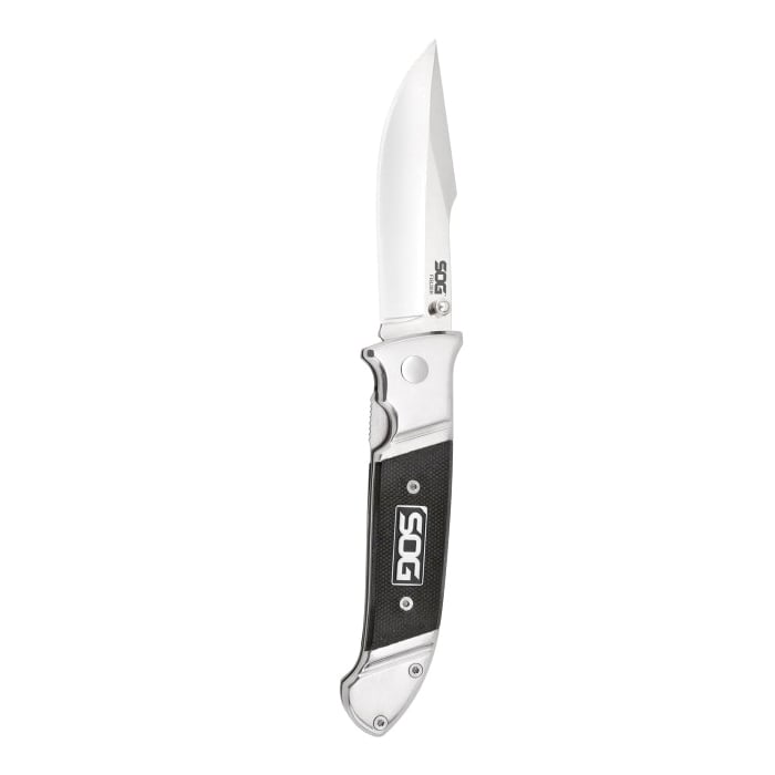 SOG Knives Fielder Folding Knife Clip Point, Black - SOGFF38-CP