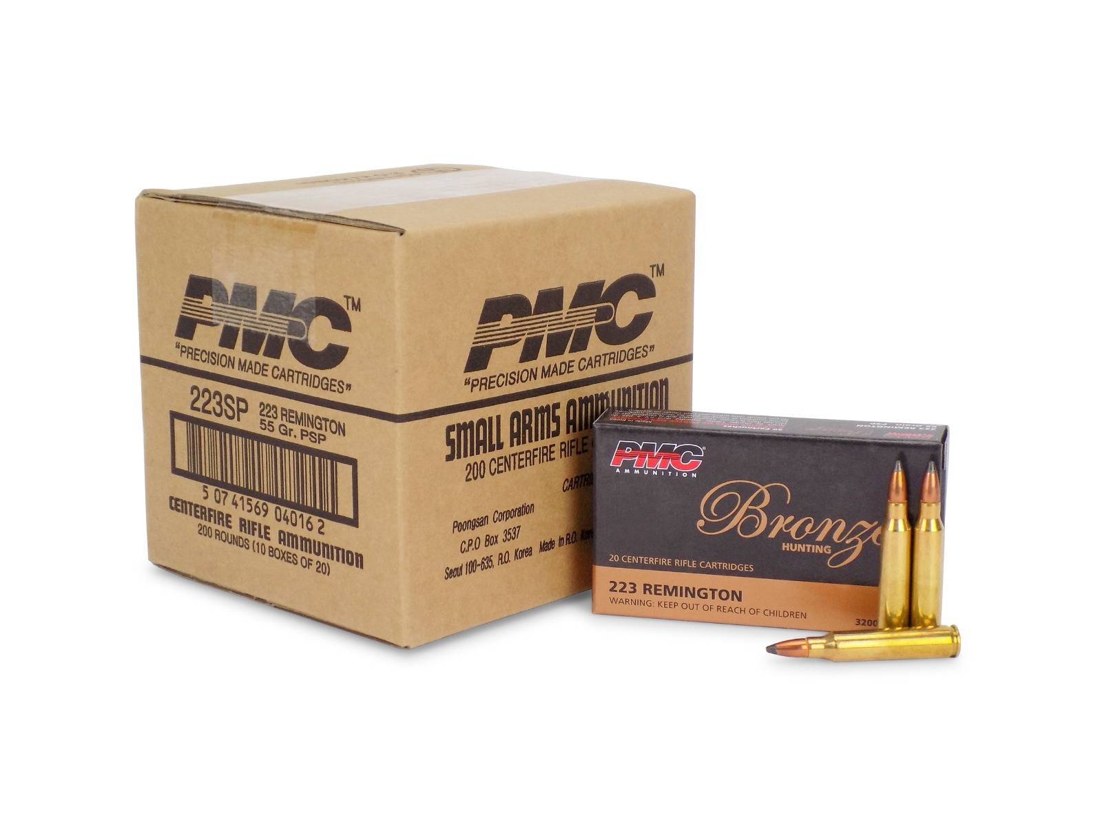 PMC Bronze 223 Remington 55 Gr Pointed Soft Point (Case)
