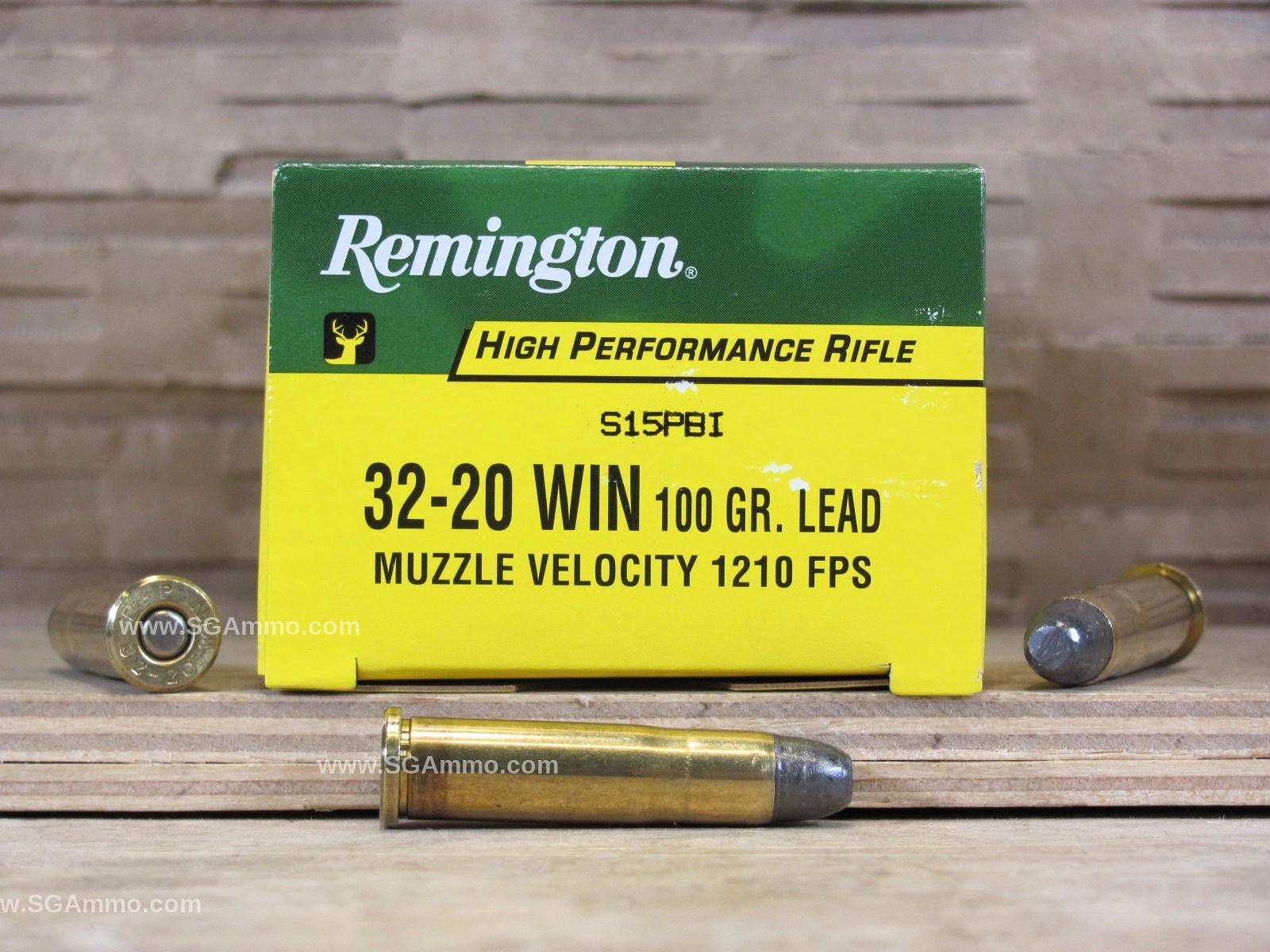 50 Round Box – 32-20 Win 100 Grain Lead Bullet Remington High Performance Rifle Ammo – R32201