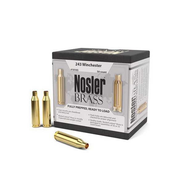 Nosler .243 Win Brass Full Length Cartridge Case, 50/box - 10105