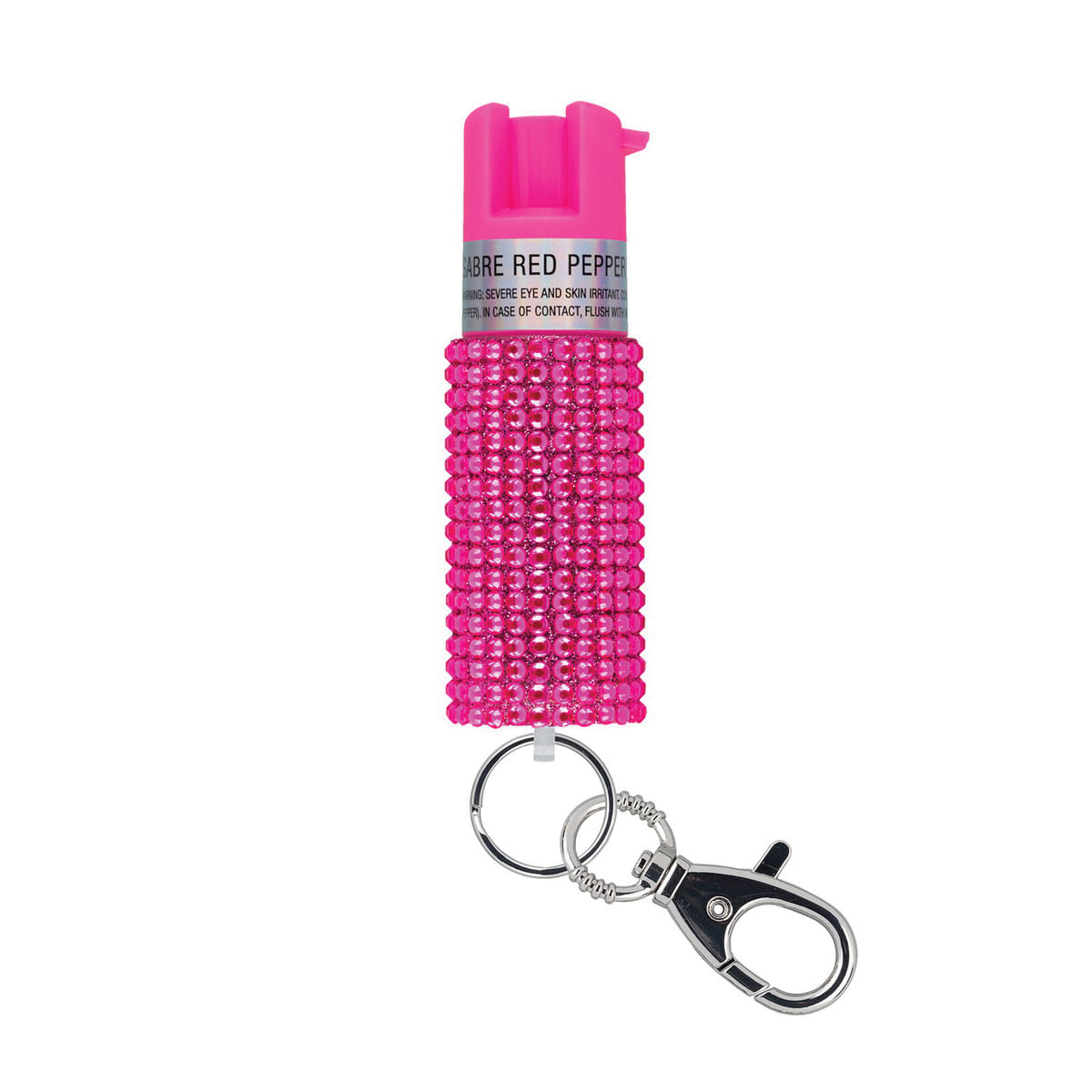Sabre Pepper Spray w/Jeweled Design and Snap-Clip, 0.54 oz Pink