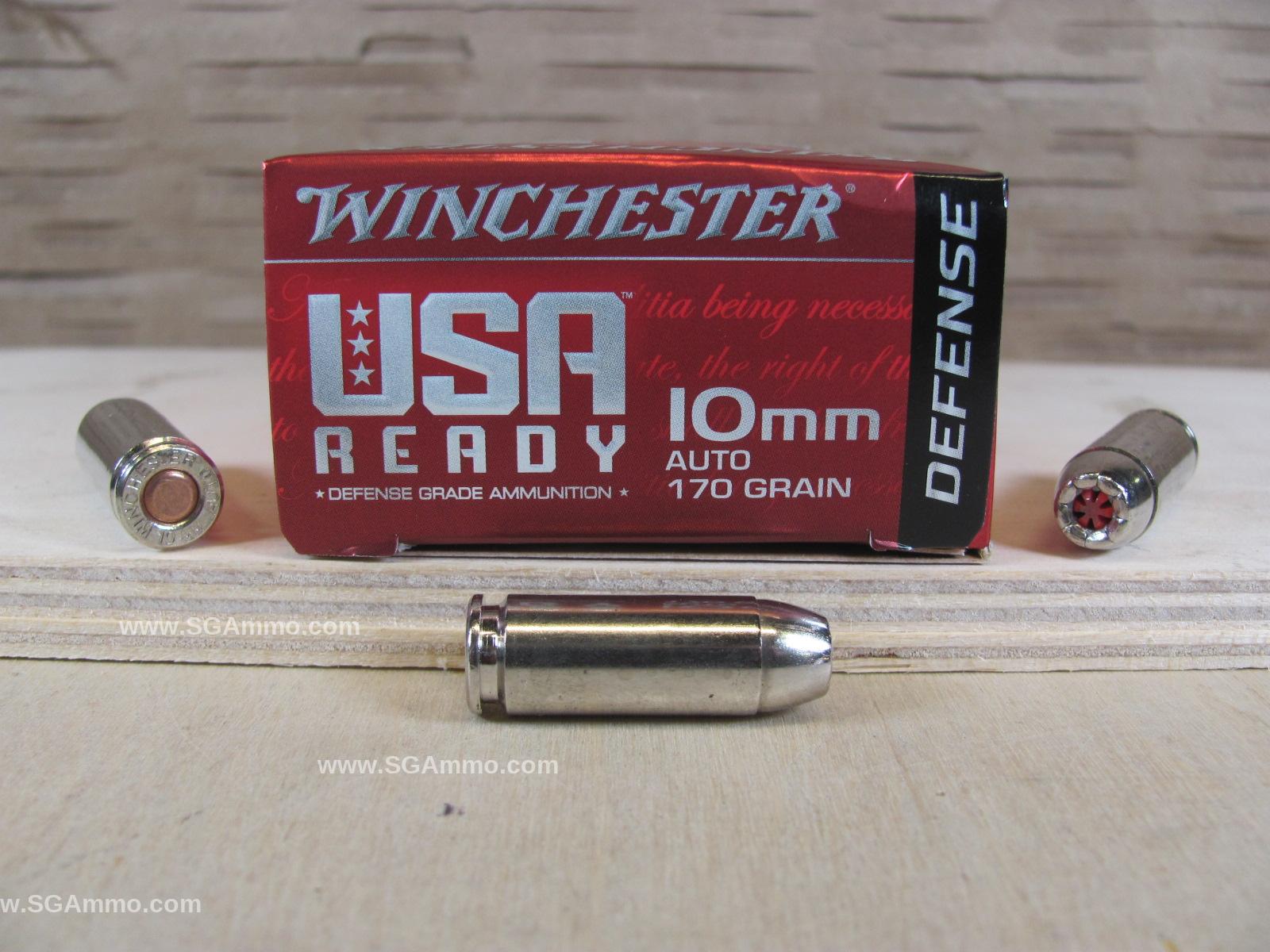 200 Round Case – 10mm Auto 170 Grain Hollow Point Winchester USA Ready Defense Ammo – RED10HP