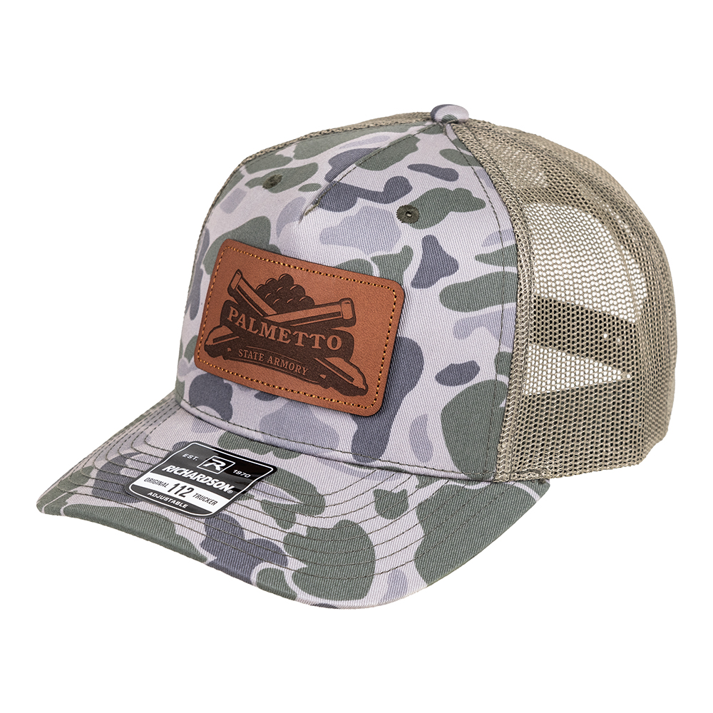 PSA Leather Patch Richardson 5 Panel Trucker Hat -  Duck Camo