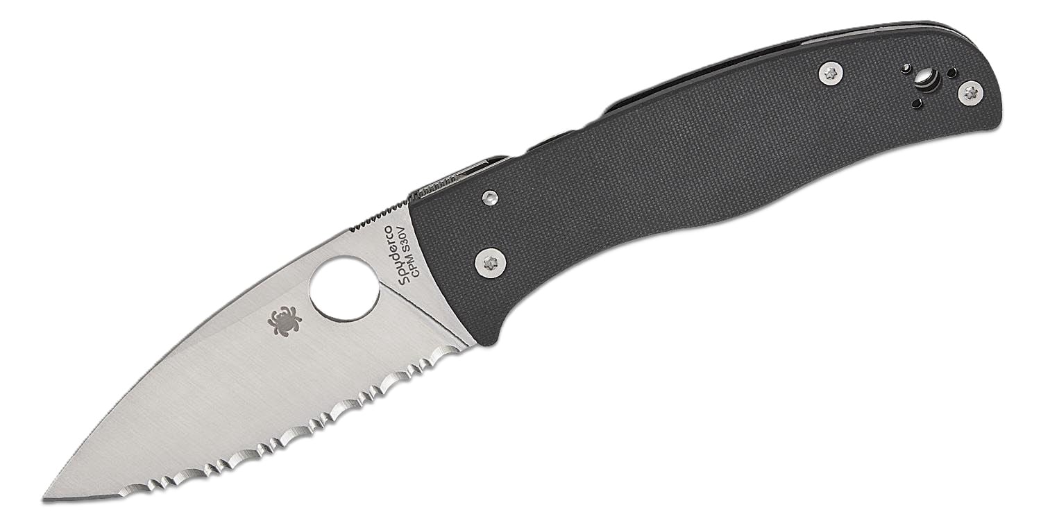 Spyderco Bodacious Folding Spear Point Knife Serrated, Black - C263GS
