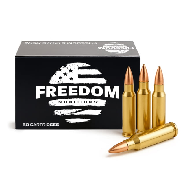 Freedom Munitions .223 Remington 62 Grain Full Metal Jacket Brass Rifle Ammo 50 Rounds
