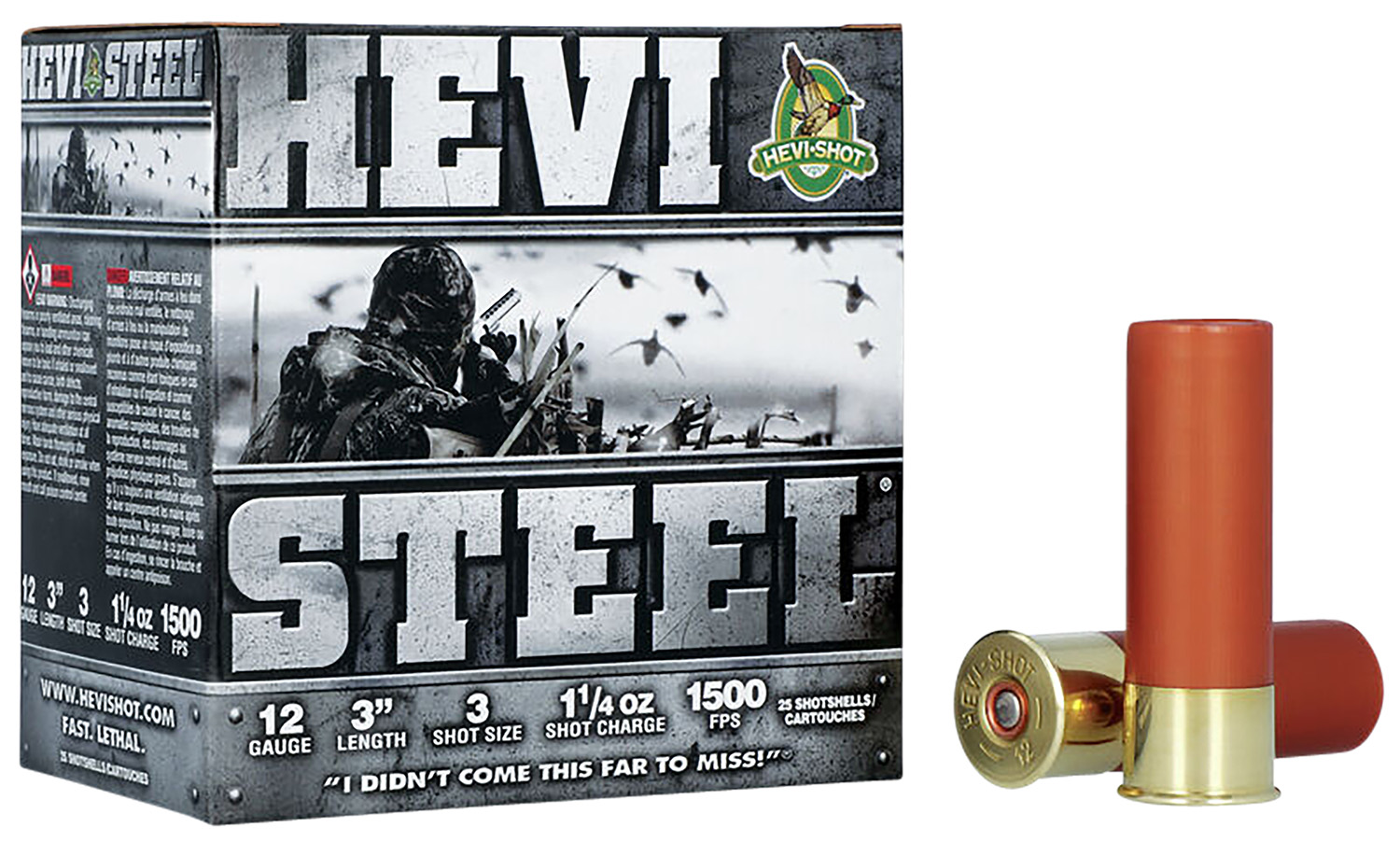 Hevi-Shot 12ga 3" 1 1/4oz #3 Hevi-Steel Shotshell Ammunition 25rds - 60003