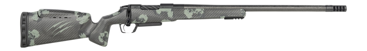 Fierce Firearms RIVSCX22CM18BF Carbon Rival XP 2.0 22 Creedmoor 3+1 18" Carbon Fiber Match Grade Barrel, Black Cerakote Stainless Steel Drilled Tapped Receiver, Forest Camo Push Button Adj Cheek Pie