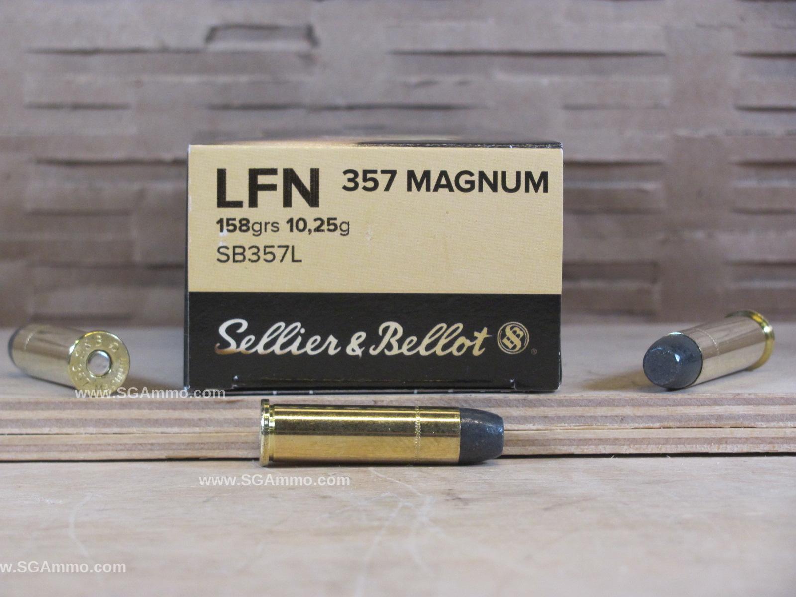 1000 Round Case – 357 Magnum 158 Grain LFN Lead Bullet Ammo by Sellier Bellot – SB357L
