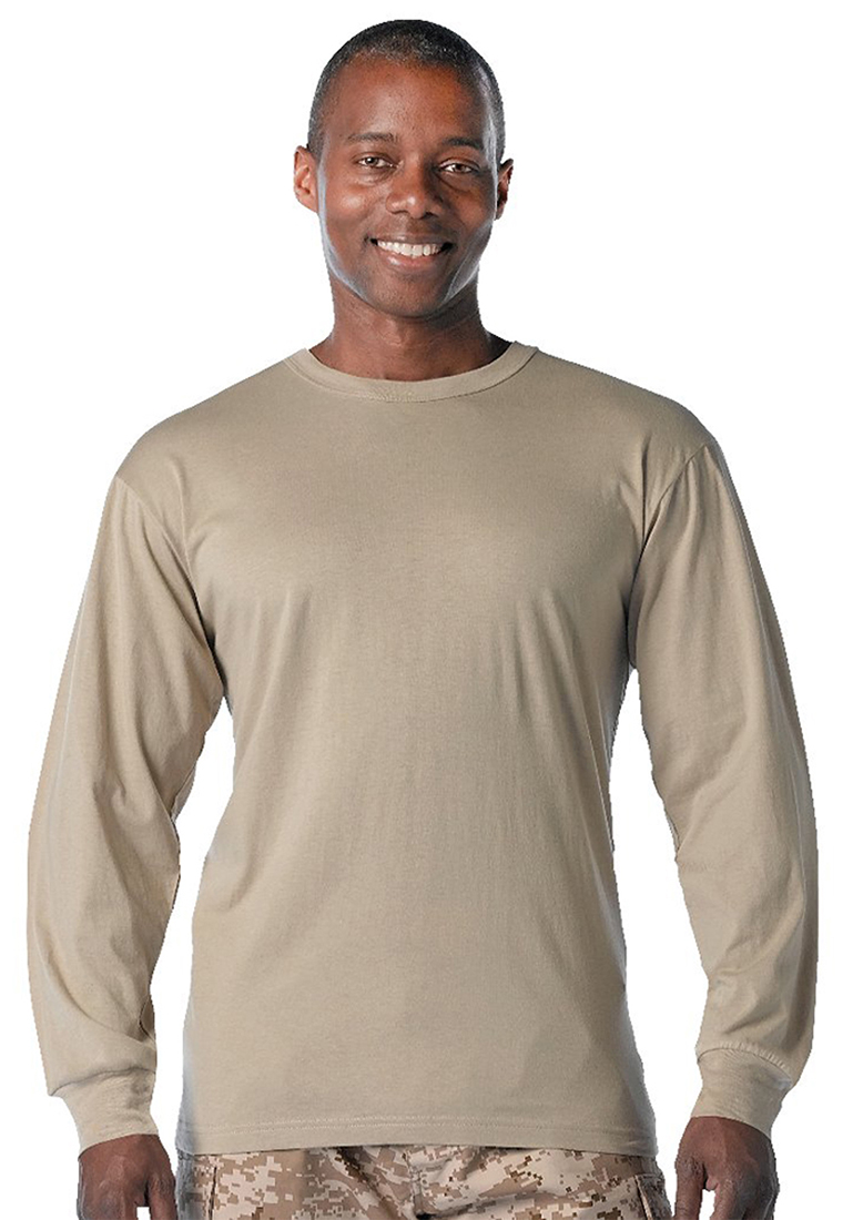 Rothco Moisture Wicking Long Sleeve T-Shirt - Desert Sand, Medium