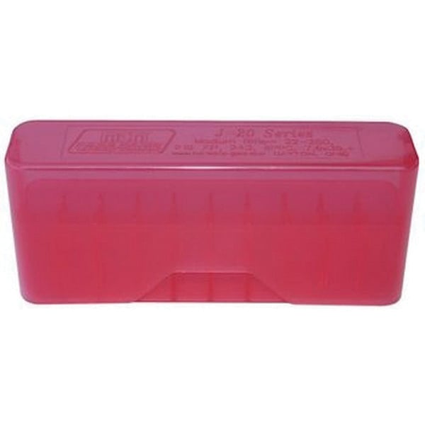 MTM Case Gard J-20 7mm Remington Ultra Magnum/.338 Win Mag Slip-Top Ammo Box, 20rds Clear Red