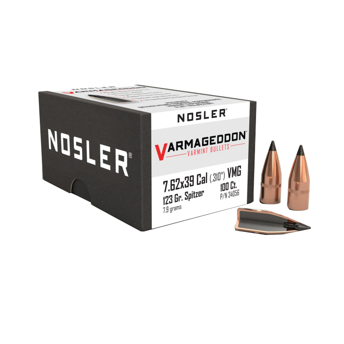 Nosler Varmageddon 7.62x39mm JPT FB Rifle Bullet, 123 gr 0.310" 100rds