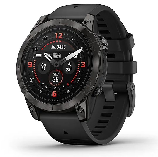 Garmin epix Pro (Gen 2) Sapphire Edition | 47 mm, Carbon Gray DLC Titanium with Black Band