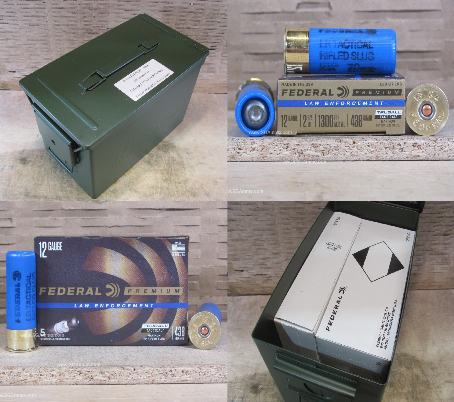 200 Round Can – 12 Gauge Federal Rifled TruBall Slug Low Recoil – LEB127LRS – Packed in PA108 SAW Canister