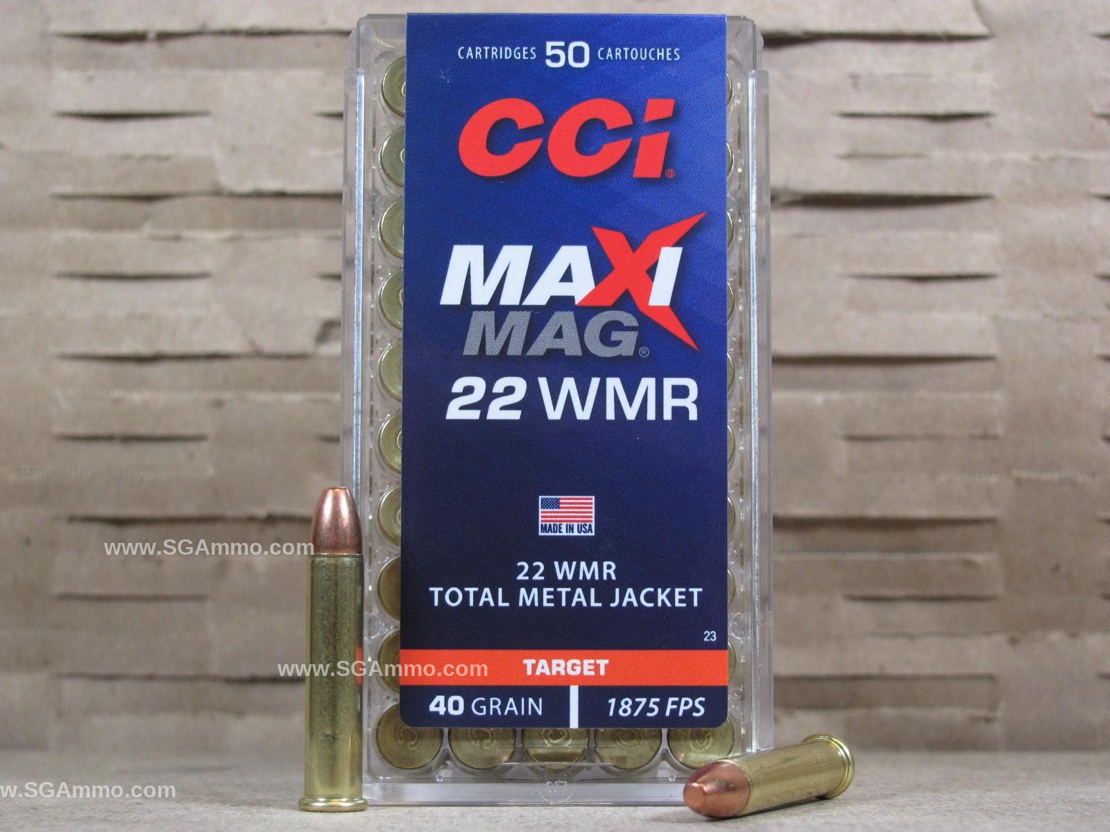 50 Round Box – CCI 22 Magnum Maxi-Mag 40 Grain Total Metal Jacket Ammo – 0023