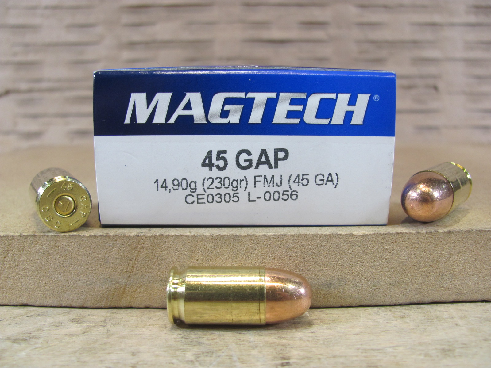 50 Round Box – 45 GAP 230 Grain FMJ Magtech Brass Case Ammo – 45GA