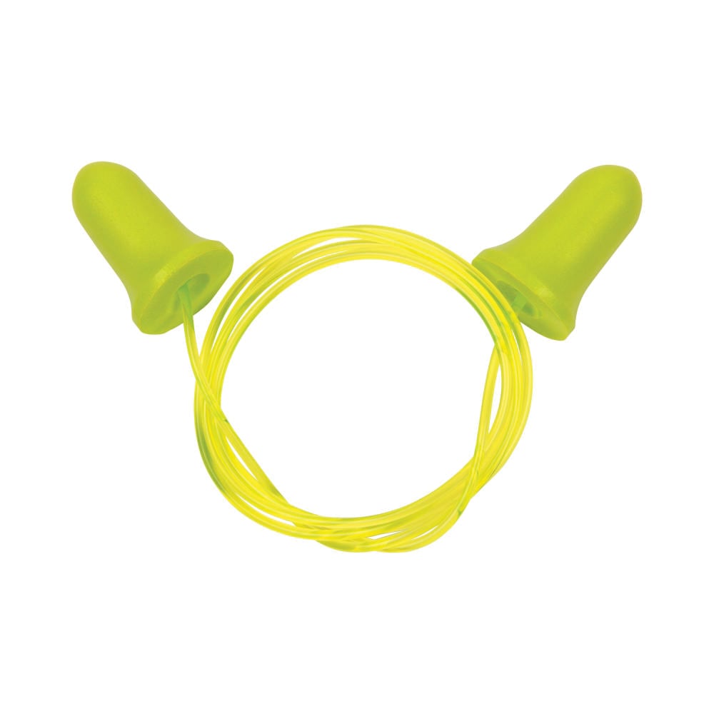 ULTRX 32 dB Tethered Tapered Foam Earplugs, Chartreuse